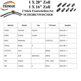 Trimak Flat Wiper Blade Scheibenwischer 2 Stück Frontscheiben-Set 28" & 16" zoll ( 70 cm & 40 cm ) Gelenklose Scheibenwischerblätter