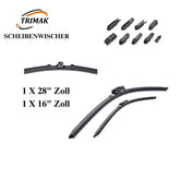 Trimak Flat Wiper Blade Scheibenwischer 2 Stück Frontscheiben-Set 28" & 16" zoll ( 70 cm & 40 cm ) Gelenklose Scheibenwischerblätter