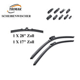 Trimak Flat Wiper Blade Scheibenwischer 2 Stück Frontscheiben-Set 28" & 17" zoll ( 70 cm & 42,5 - 43 cm) Gelenklose Scheibenwischerblätter