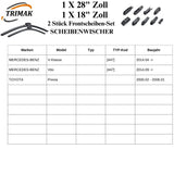 Trimak Flat Wiper Blade Scheibenwischer 2 Stück Frontscheiben-Set 28" & 18" zoll ( 70 cm & 45 cm ) Gelenklose Scheibenwischerblätter