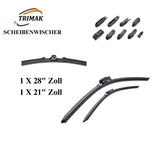 Trimak Flat Wiper Blade Scheibenwischer 2 Stück Frontscheiben-Set 28" & 21" zoll ( 70 cm & 52,5 cm ) Gelenklose Scheibenwischerblätter