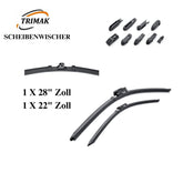 Trimak Flat Wiper Blade Scheibenwischer 2 Stück Frontscheiben-Set 28" & 22" zoll ( 70 cm & 55 cm ) Gelenklose Scheibenwischerblätter