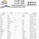 Trimak Flat Wiper Blade Scheibenwischer 2 Stück Frontscheiben-Set 28" & 24" zoll ( 70 cm & 60 cm ) Gelenklose Scheibenwischerblätter