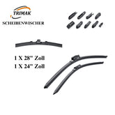 Trimak Flat Wiper Blade Scheibenwischer 2 Stück Frontscheiben-Set 28" & 24" zoll ( 70 cm & 60 cm ) Gelenklose Scheibenwischerblätter