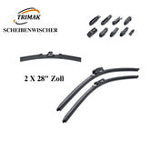 Trimak Flat Wiper Blade Scheibenwischer 2 Stück Frontscheiben-Set 28" & 28" zoll ( 70 cm & 70 cm ) Gelenklose Scheibenwischerblätter