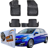 Trimak Autofußmatten kompatibel mit PEUGEOT 308 2.Gen Fließheck 2013–2021 Auto Allwetter Gummimatten