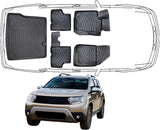 3D Fußmatten & Kofferraumwanne Auto Set Kompatibel mit Dacia Duster 4X4 1. Gen 2010 - 2028