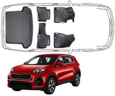 3D Fußmatten & Kofferraumwanne Auto Set Kompatibel mit Kia Sportage 4 Typ QL, 2015–2021