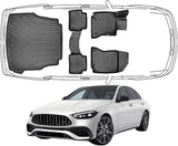 3D Fußmatten & Sedan Limousine Kofferraumwanne Auto Set Kompatibel mit Mercedes-Benz C Klasse 2021 - 2024 W 206