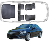 3D Fußmatten & Kofferraumwanne Auto Set Kompatibel mit MERCEDES C Klasse W204 Limousune 2007 - 2014 Umklappbare Rücksitze