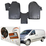 Trimak Autofußmatten kompatibel mit Mercedes-Benz V Klasse W 639 Vito, Viano 2003 - 2014 Auto Allwetter Gummimatten