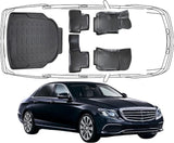 Set Autofußmatten und Kofferraummatte kompatibel mit Mercedes E Klasse W212 2009-2016 Limousine Nicht Umklappbare Rücksitze