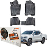 Trimak Autofußmatten kompatibel mit Mercedes-Benz X-Klasse W470 2017 - 2020 Auto Allwetter Gummimatten
