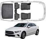 3D Fußmatten & Kofferraumwanne Auto Set Kompatibel mit Mercedes A Klasse W177 HB