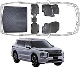 3D Fußmatten & Kofferraumwanne Auto Set Kompatibel mit Mitsubishi Outlander Hybrid Typ CW0 2015 - 2021
