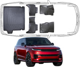 3D Fußmatten & Kofferraumwanne Auto Set Kompatibel mit Range Rover Sport 2.Gen 2013-2022
