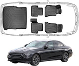 Set Autofußmatten und Kofferraummatte kompatibel mit Mercedes E Klasse W213 Limousine Umklappbare Rücksitze