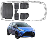 3D Fußmatten & Kofferraumwanne Auto Set Kompatibel mit Toyota Yaris 3.Gen (XP13) 2010 - 2020