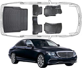 Set Autofußmatten und Kofferraummatte kompatibel mit Mercedes E Klasse W212 2009-2016 Limousine Umklappbare Rücksitze