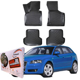 Trimak Autofußmatten kompatibel mit AUDI A3 (8P) 2003 - 2012 Auto Allwetter Gummimatten
