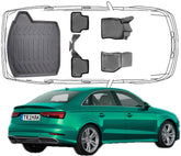 3D Fußmatten & Kofferraumwanne Auto Set Kompatibel mit Audi A3 Sedan 8V 2013 - 2020