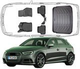 3D Fußmatten & Kofferraumwanne Auto Set Kompatibel mit Audi A3 HB 8V 2013 - 2020
