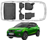 3D Fußmatten & Obere Kofferraumwanne Auto Set Kompatibel mit Seat ARONA 2017 - 2024