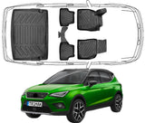 3D Fußmatten & Obere Kofferraumwanne Auto Set Kompatibel mit Seat ARONA 2017 - 2024