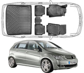 3D Auto Fußmatten & Obere Kofferraumwanne Set Kompatibel mit Mercedes B-Klasse T 245 2005 - 2011