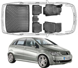 3D Auto Fußmatten & Obere Kofferraumwanne Set Kompatibel mit Mercedes B-Klasse T 245 2005 - 2011