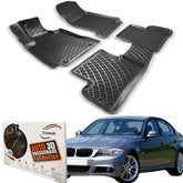 Trimak Autofußmatten kompatibel mit BMW 3ér E90 & E91 (2005-2013) Auto Allwetter Gummimatten