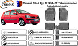 Trimak Autofußmatten kompatibel mit Renault Clio II Typ B 1998–2012 Auto Allwetter Gummimatten