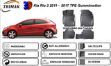 Trimak Autofußmatten kompatibel mit KIA Rio 3.Gen 2011-2017 Auto Allwetter Gummimatten