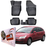 Trimak Autofußmatten kompatibel mit Citroën C4 1.Gen 2004–2010 Auto Allwetter Gummimatten