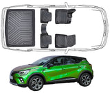3D Fußmatten & Untere Kofferraumwanne Auto Set Kompatibel mit Renault Captur 2.Gen 2019 - 2024
