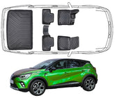 3D Fußmatten & Obere Kofferraumwanne Auto Set Kompatibel mit Renault Captur 2.Gen 2019 - 2024
