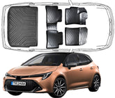 Fußmatten & Hoher Gepäckboden Kofferraumwanne Auto Set Kompatibel mit Toyota Corolla Hybrid HB E210 ab 2018