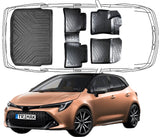 Fußmatten & Hoher Gepäckboden Kofferraumwanne Auto Set Kompatibel mit Toyota Corolla Hybrid HB E210 ab 2018