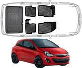 Set Autofußmatten und Kofferraummatte kompatibel mit Opel CORSA D 2006 – 2014