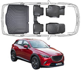 3D Fußmatten & Untere Kofferraumwanne Auto Set Kompatibel mit Mazda CX-3 2015 - 2023