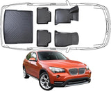 3D Fußmatten & Kofferraumwanne Auto Set Kompatibel mit BMW X1 E84 2009 - 2015