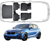 3D Fußmatten & Kofferraumwanne Auto Set Kompatibel mit BMW 1er F20 2011 - 2019