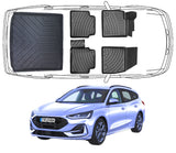 3D Fußmatten & Kofferraumwanne Auto Set Kompatibel mit Ford Focus 4.Gen Kombi Obere 2018 - 2024