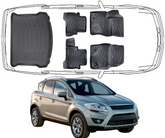 Set Autofußmatten und Kofferraummatte kompatibel mit Ford KUGA 2.Gen 2012 - 2019 Auto Allwetter Gummimatten und Kofferraumwanne