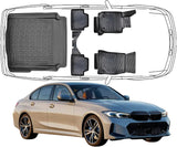 3D Fußmatten & Kofferraumwanne Auto Set Kompatibel mit BMW 3èr G20 Sedan Limousine 2017 - 2024
