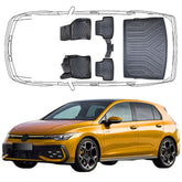 3D Auto Fußmatten & Obere Kofferraumwanne Set Kompatibel mit VW Golf VIII Benzin & Diesel