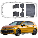3D Auto Fußmatten & Obere Kofferraumwanne Set Kompatibel mit VW Golf VIII Benzin & Diesel