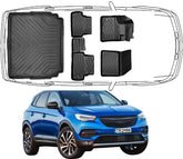 3D Fußmatten & Obere Kofferraumwanne Auto Set Kompatibel mit Opel Grandland 1.Gen 2017-2024
