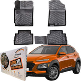 Trimak Autofußmatten kompatibel mit HYUNDAI KONA 1.Gen 2017 - 2023 Benzin und Dizel Auto Allwetter Gummimatten