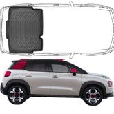 3D Fußmatten & Untere Kofferraumwanne Auto Set Kompatibel mit C3 Aircross 1.Gen 2017-2024 Feste Rücksitze